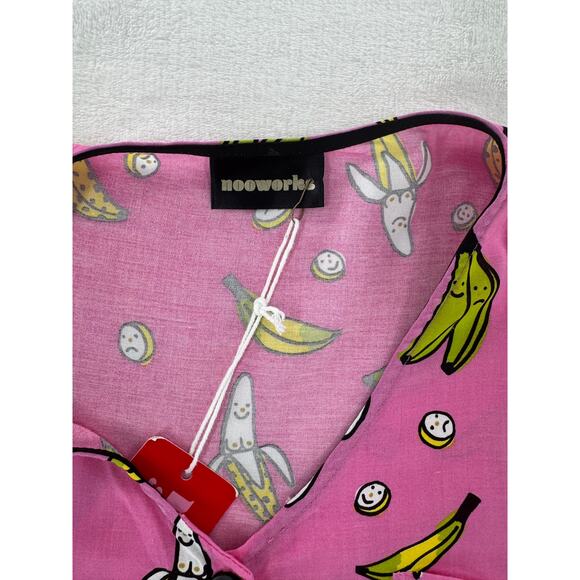 Nooworks Boobie Banana Pink Shirt Dress Shortsleeve Button up 3XL Plus size NWT - Picture 7 of 11